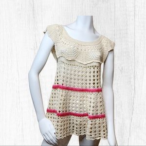 FP cream color crochet top sleeveless size M